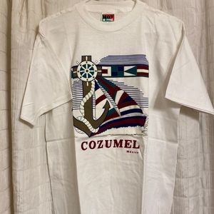 T-shirt Vintage New white Cozumel Mexico t-shirt Nautical graphic - Size Large